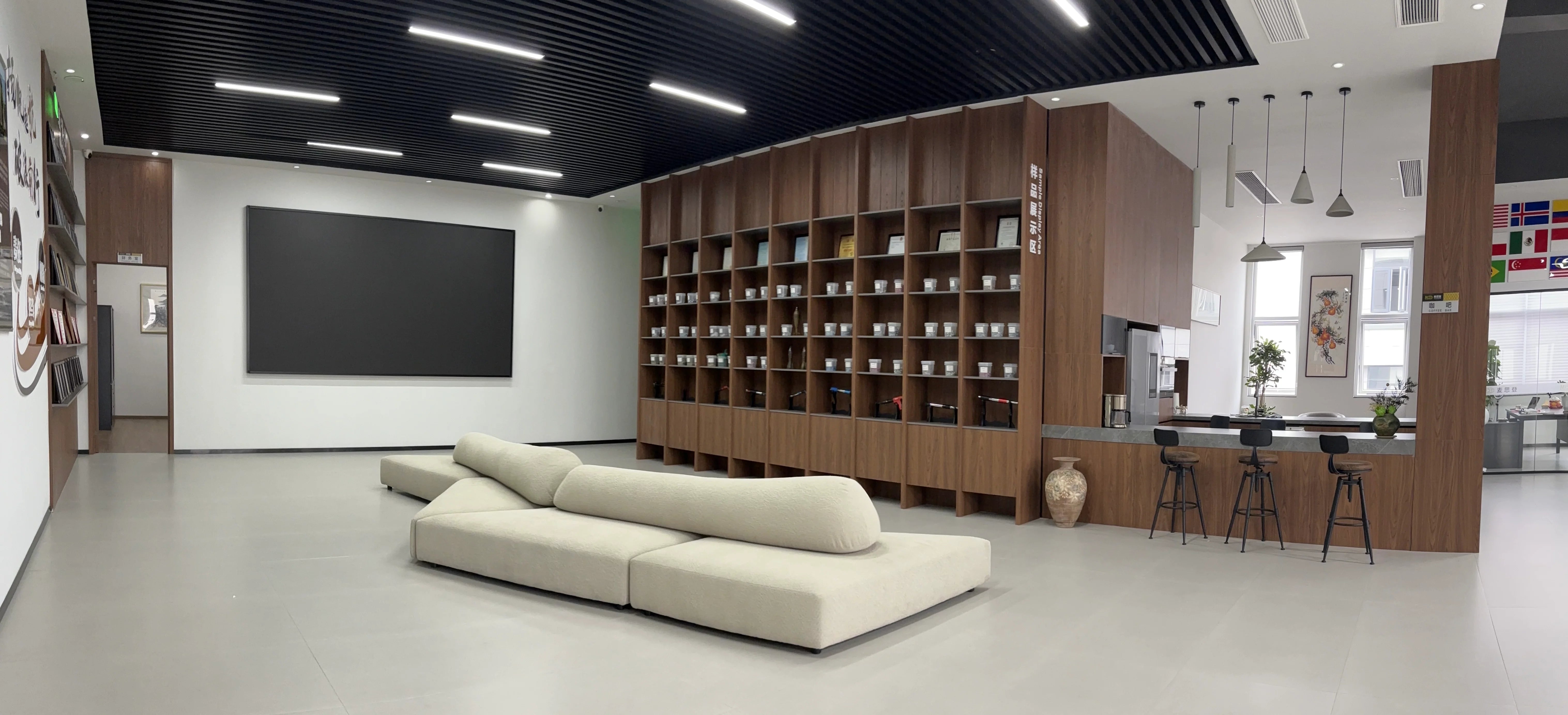 Milestone sample wall and meeting area
